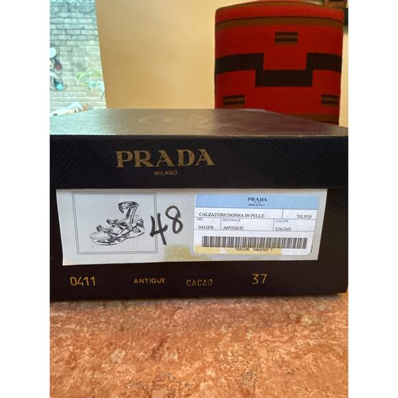 ❤️Host Pick Prada S/S ‘97 Runway Leather Wedge Floral Vine Leaf Appliqué 37 EUC - Picture 9 of 13